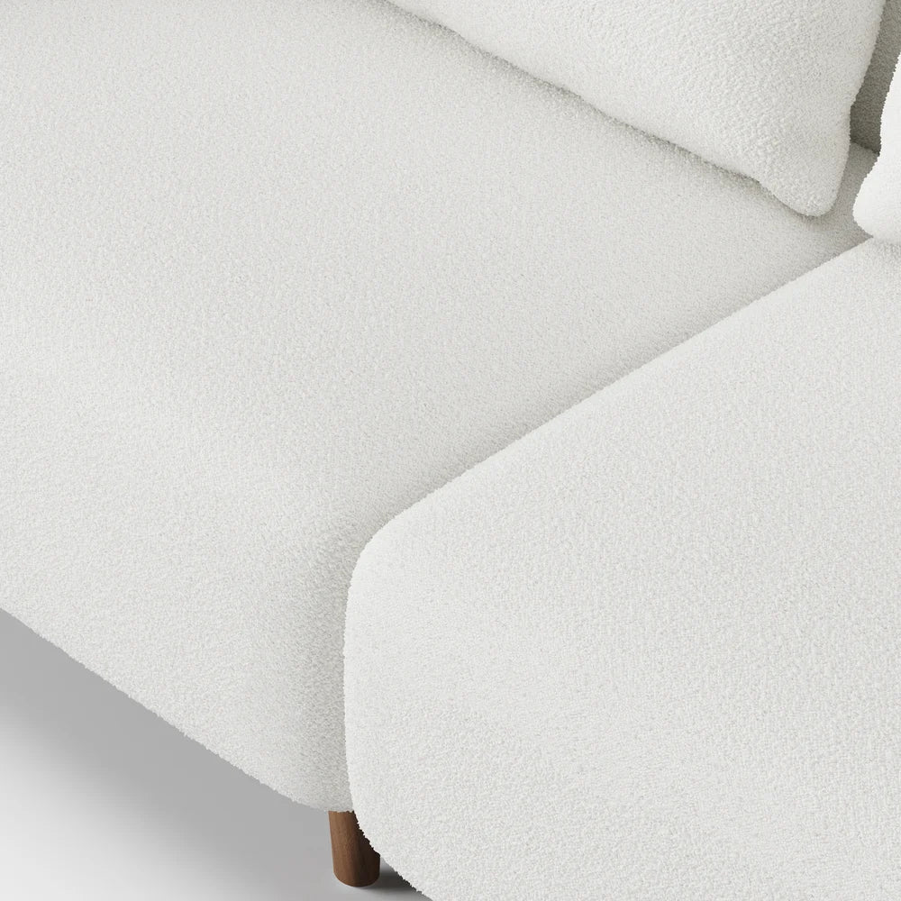 Japandi Wood and Bouclé Sofa - Japandi