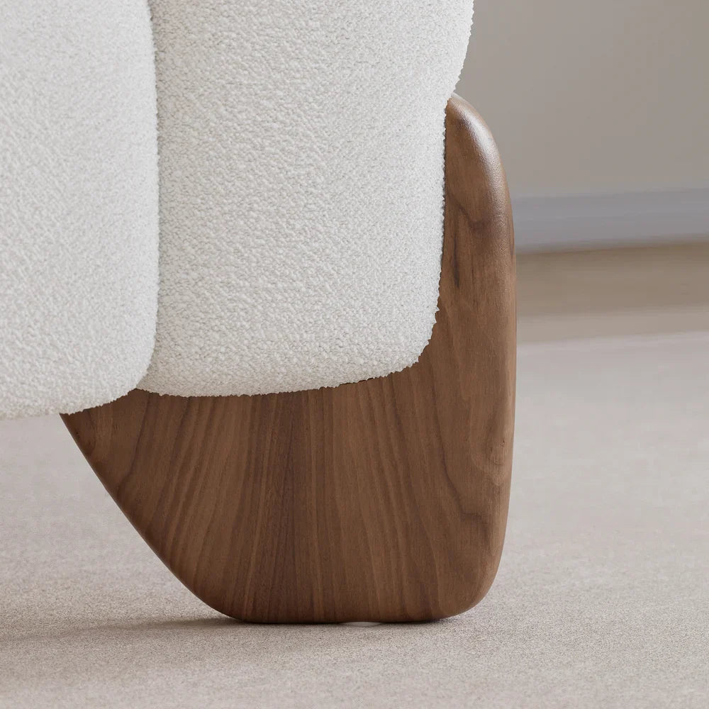 Japandi Wood and Bouclé Sofa - Japandi