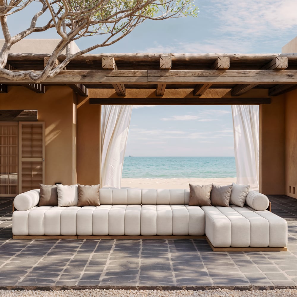 Japandi 4-Piece Modular Teak Outdoor Sofa Set - Japandi