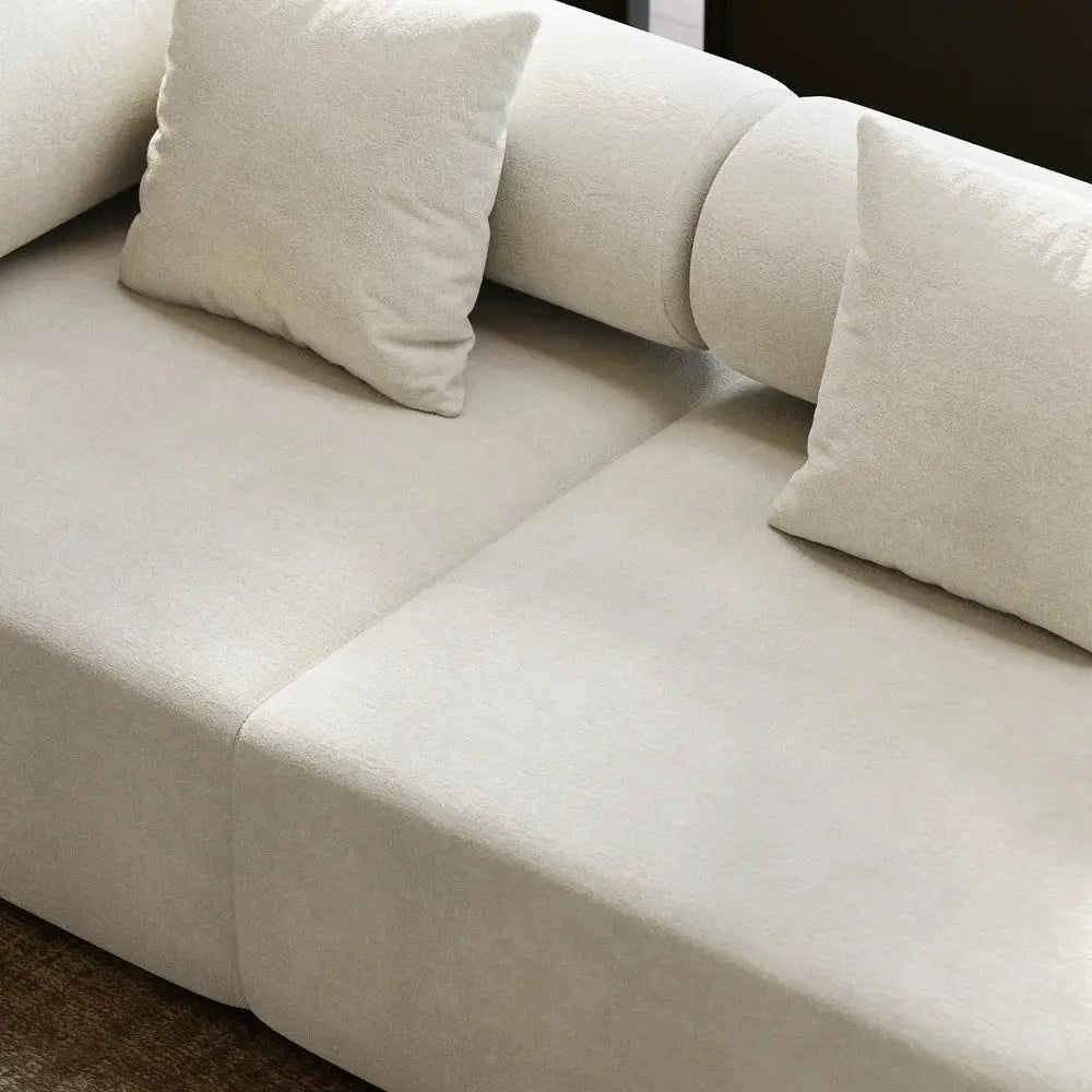 Japandi Velvet L-Shape Sectional Sofa - Japandi