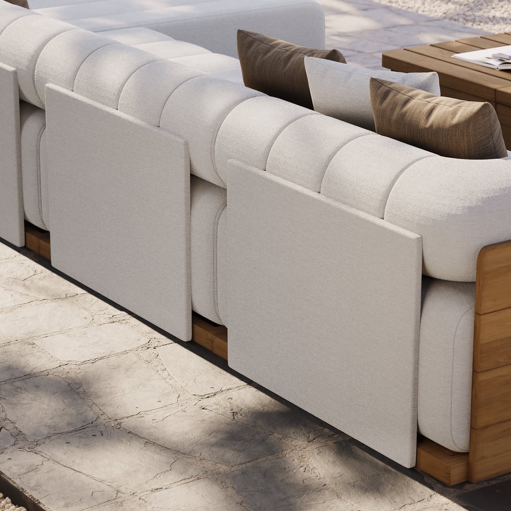 Japandi 4-Piece Modular Teak Outdoor Sofa Set - Japandi