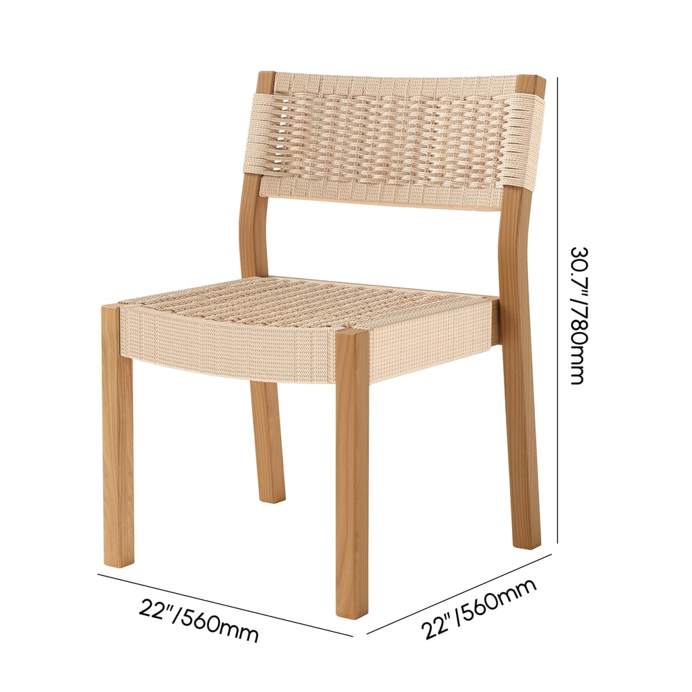 Japandi 5-Piece Teak Dining Set With Rope Woven Chairs - Japandi