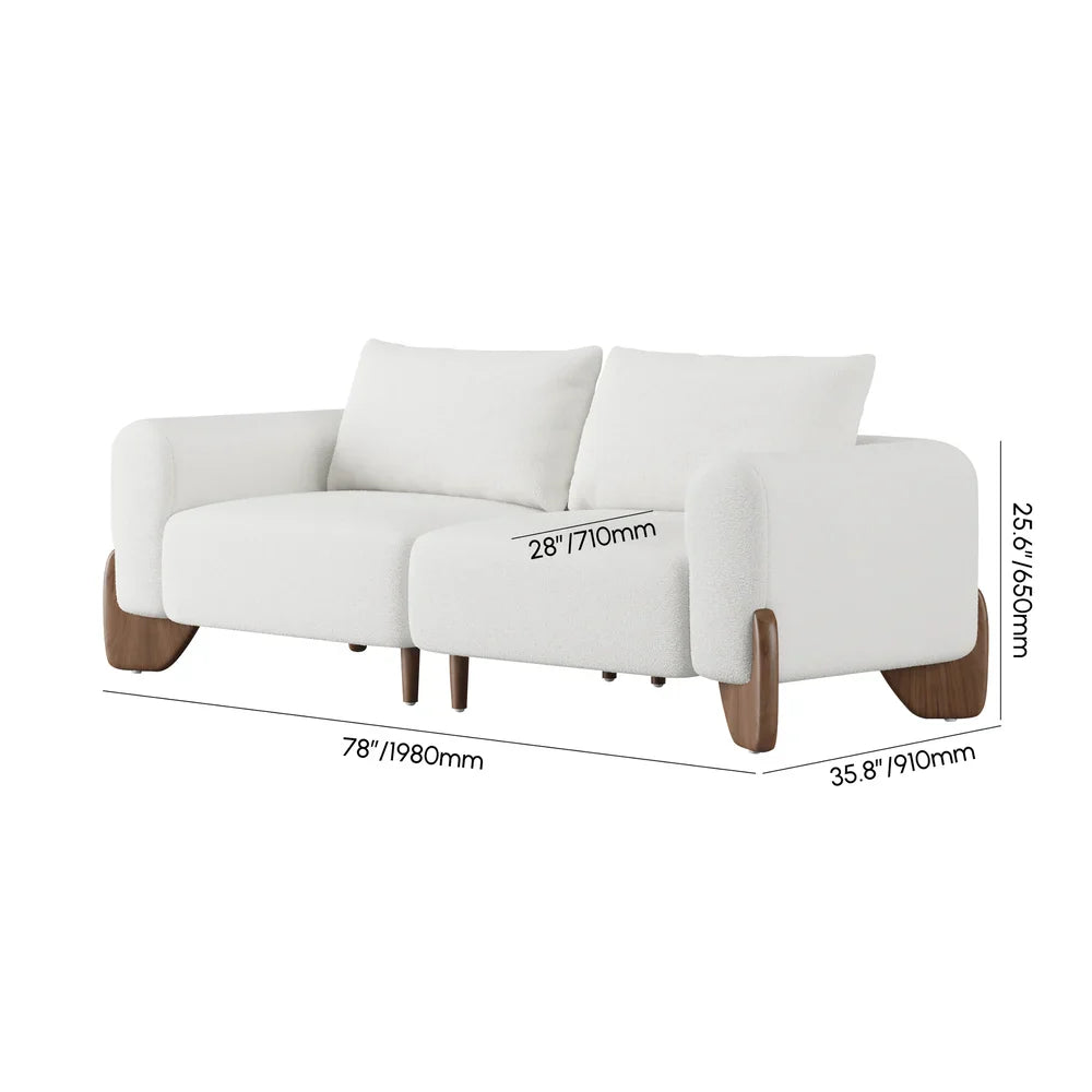 Japandi Wood and Bouclé Sofa - Japandi