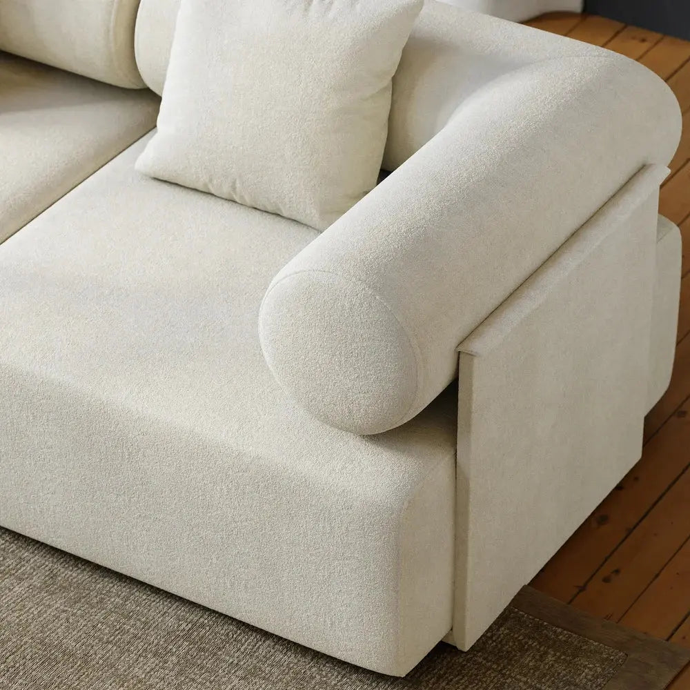 Japandi Velvet L-Shape Sectional Sofa - Japandi