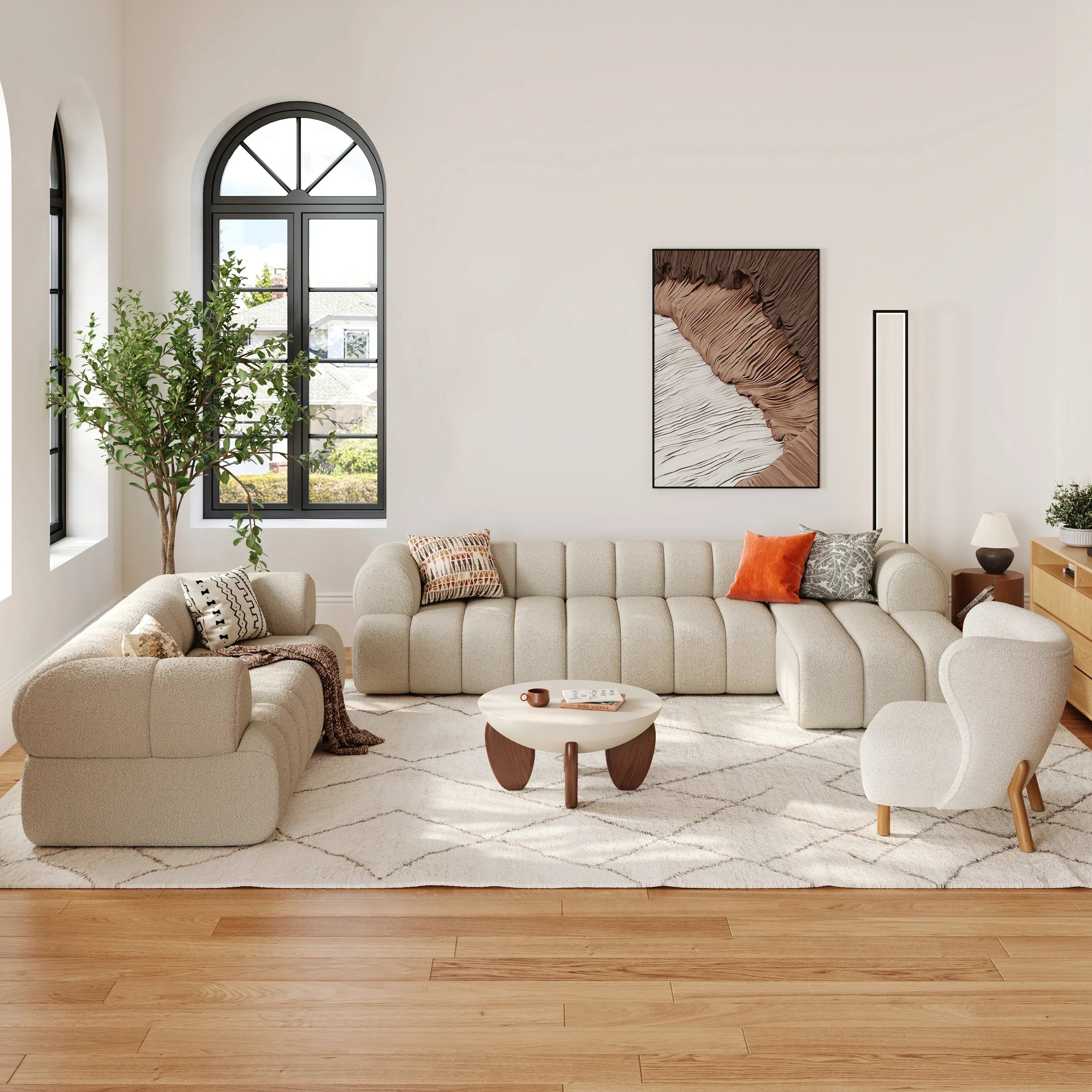 Japandi Concrete & Wood Coffee Table - Japandi