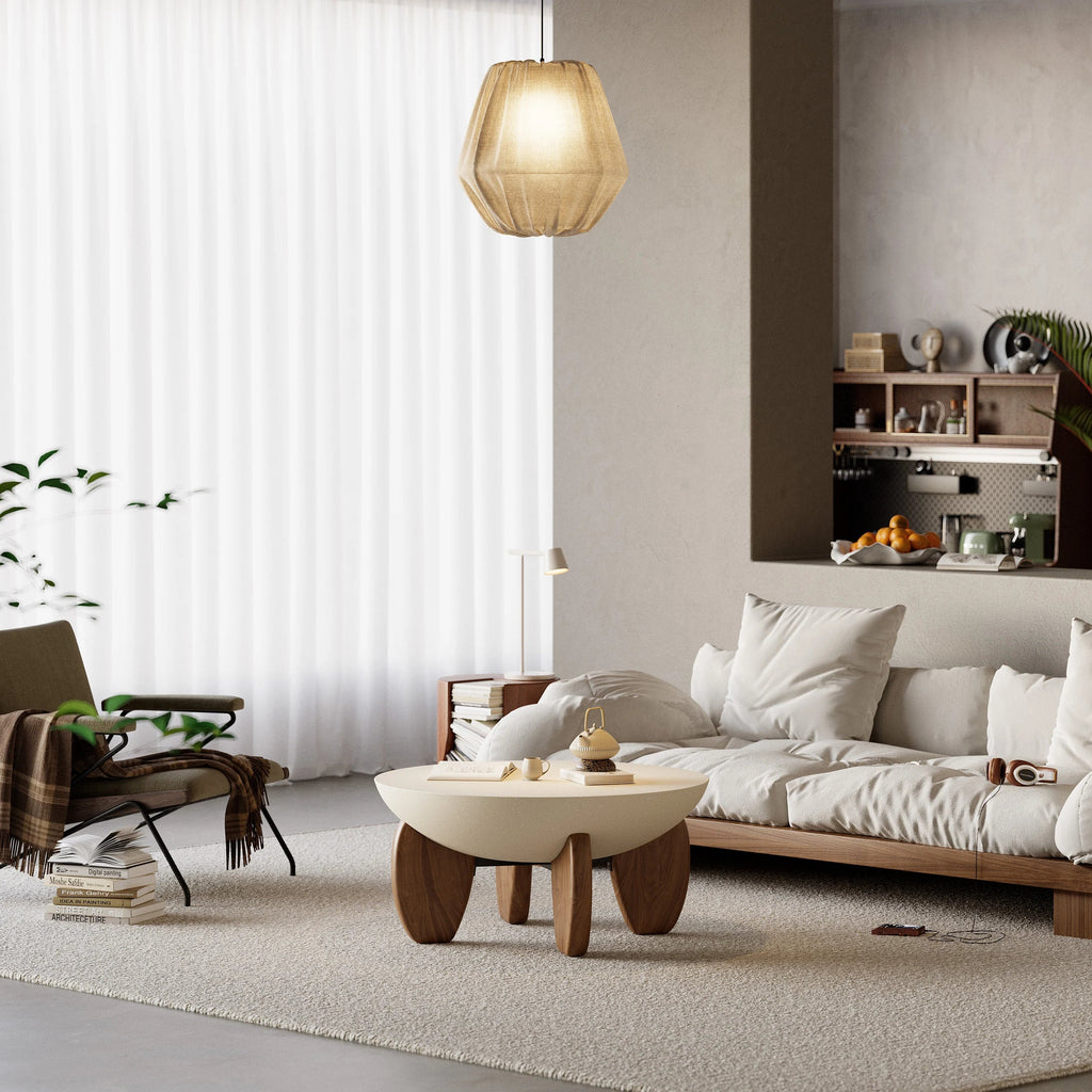 Japandi Concrete & Wood Coffee Table - Japandi