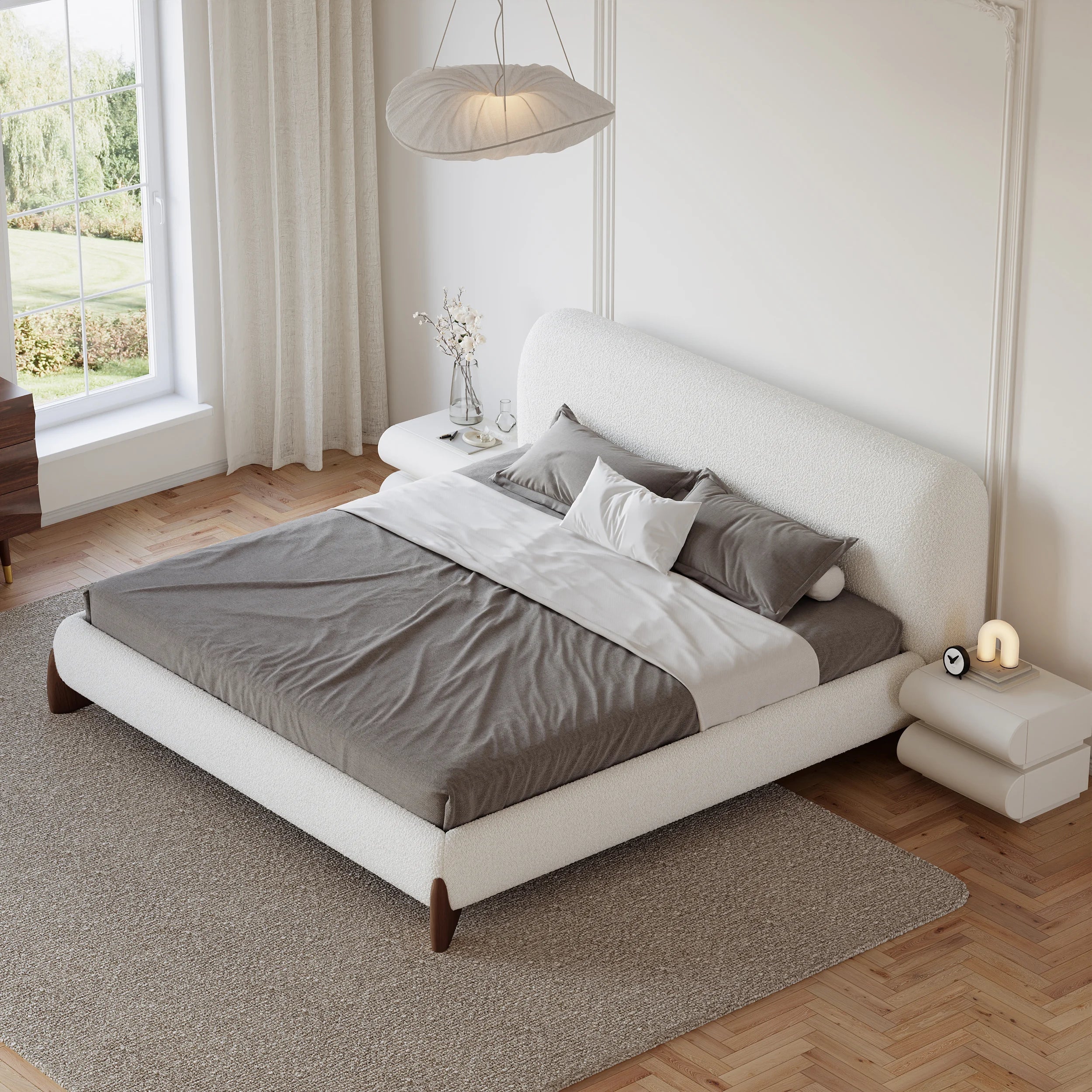 Japandi King-size Boucle Bed - Japandi
