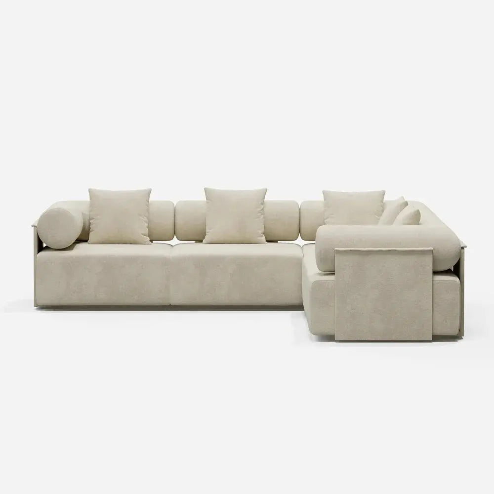 Japandi Velvet L-Shape Sectional Sofa - Japandi