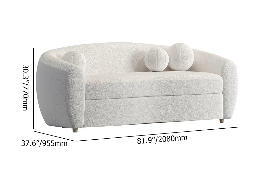 Japandi Teddy Velvet 3 Seaters Curved Sofa - Japandi