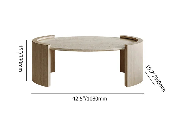 Japandi Travertine Coffee Table - Japandi