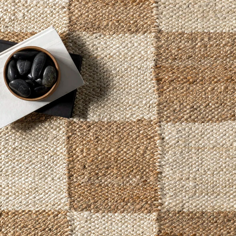 Japandi Checkered Jute Rug - Japandi