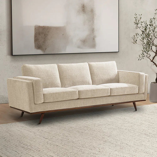 3-Piece Japandi Fabric Sofa Set with Wooden Legs - Japandi