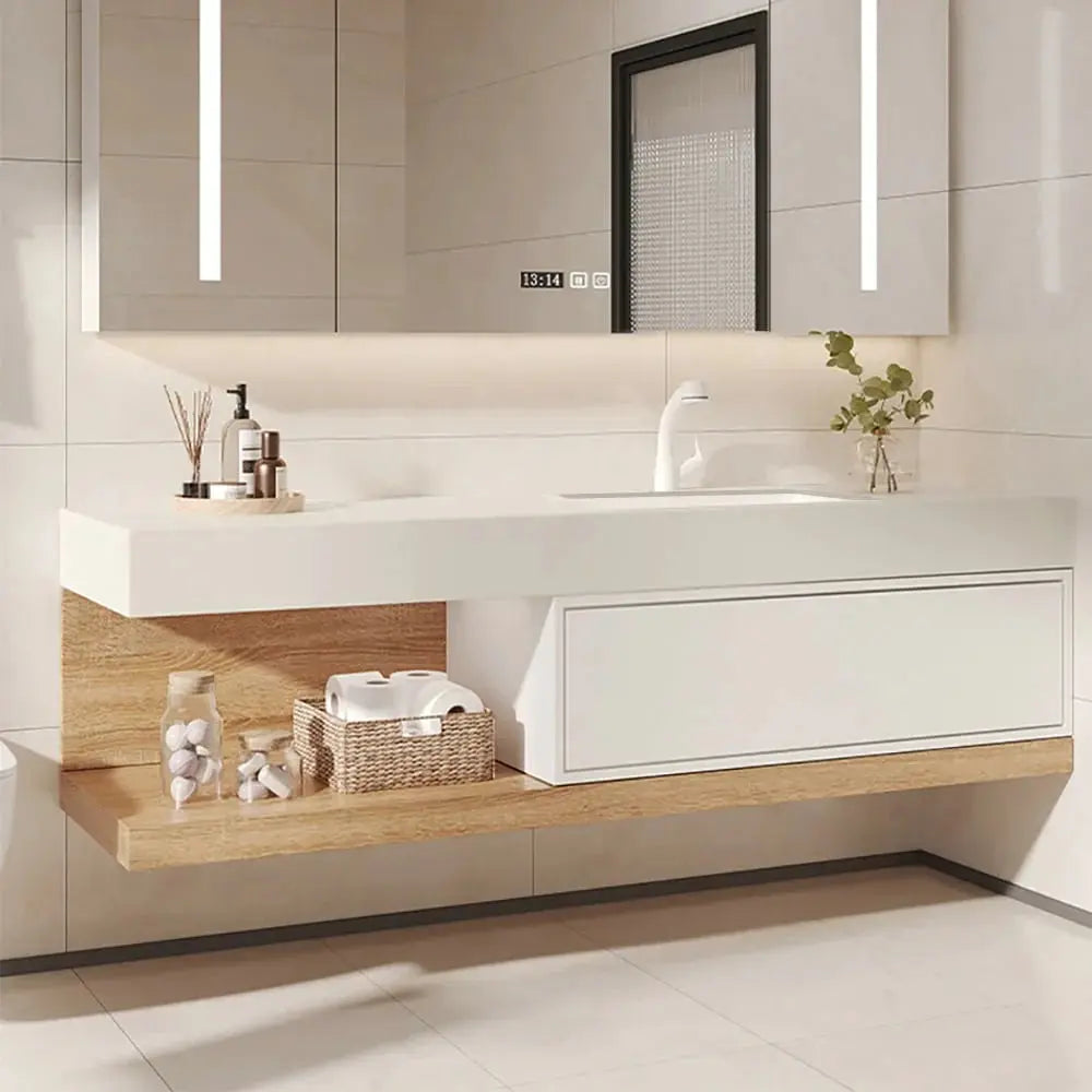 Japandi Floating Single Bathroom Vanity - Japandi