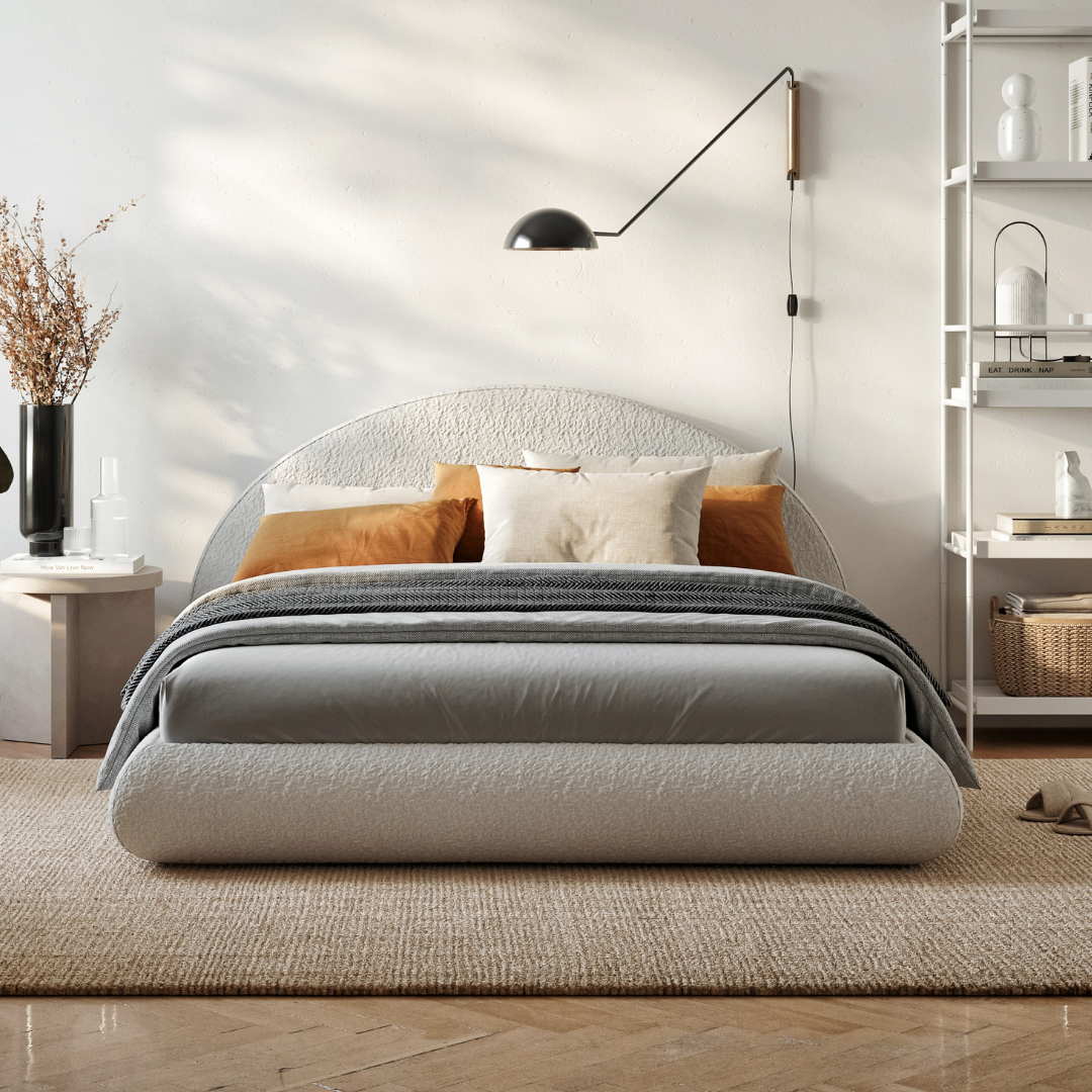 Japandi Bed with Arched Headboard - Japandi