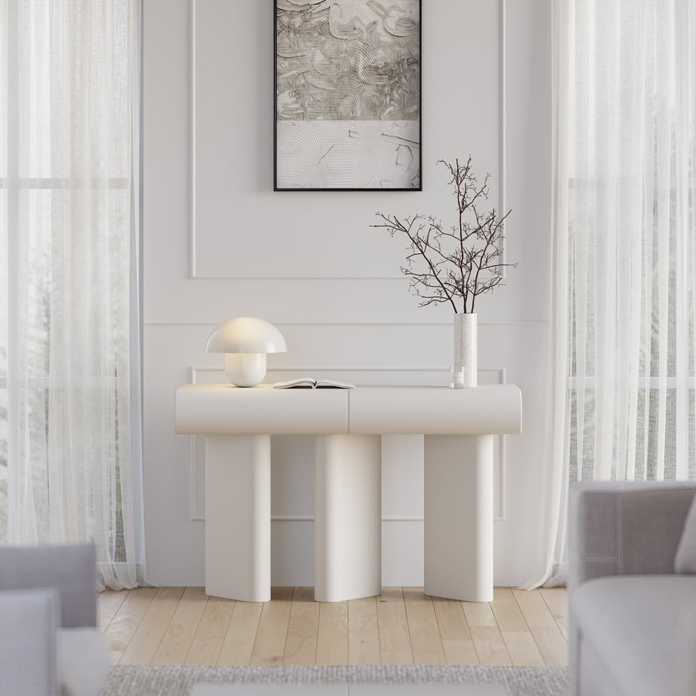 Japandi Faux Leather Console Table - Japandi