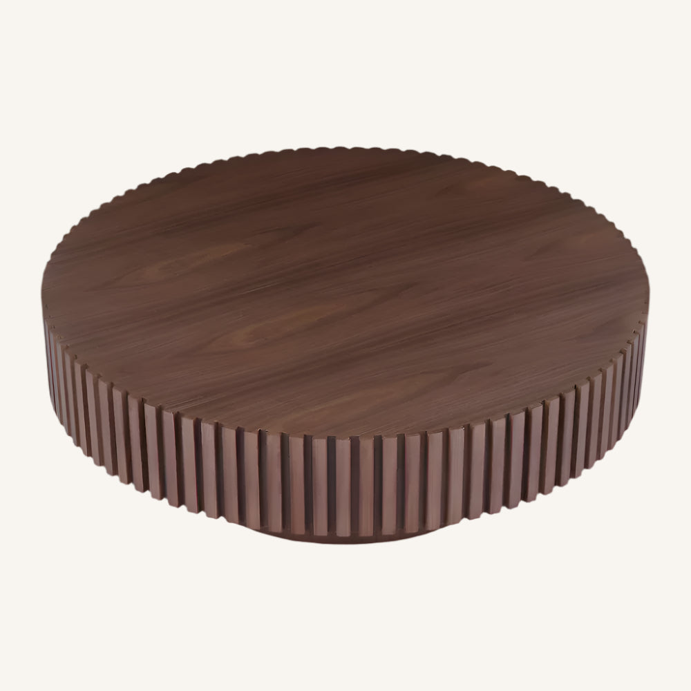 Japandi Round Walnut Coffee Table - Japandi