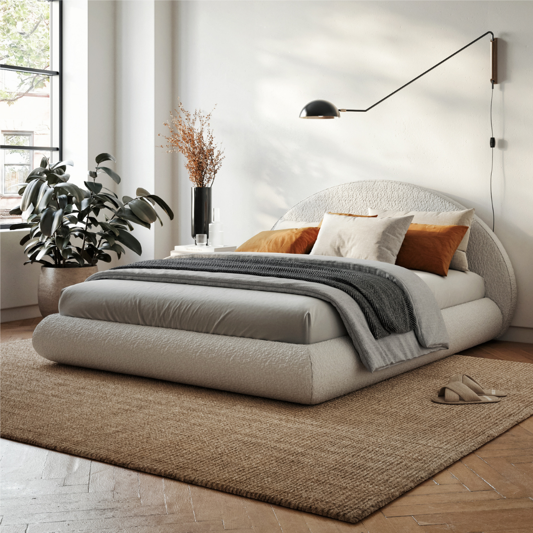 Japandi Bed with Arched Headboard - Japandi
