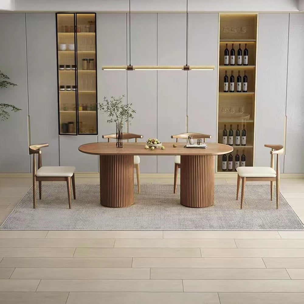 Japandi Oval Wood Table for 6 - Japandi