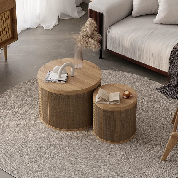 Japandi Rattan Coffee Table Set - Japandi