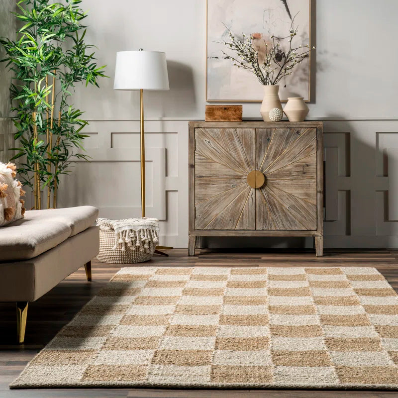Japandi Checkered Jute Rug - Japandi