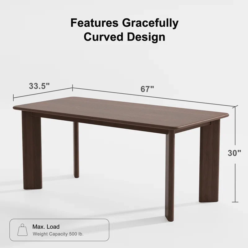 Rectangular Wood Japandi Dining Table with Four Legs - Japandi