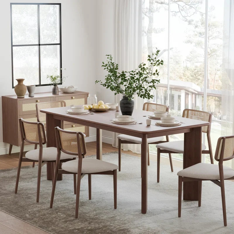 Rectangular Wood Japandi Dining Table with Four Legs - Japandi