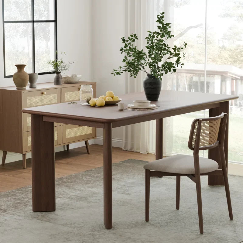 Rectangular Wood Japandi Dining Table with Four Legs - Japandi