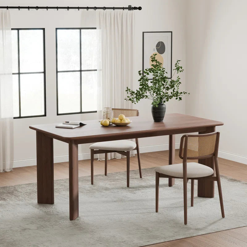 Rectangular Wood Japandi Dining Table with Four Legs - Japandi