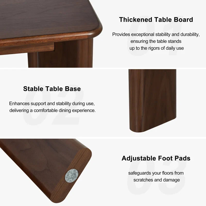 Rectangular Wood Japandi Dining Table with Four Legs - Japandi