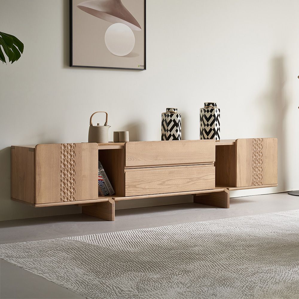 Japandi Ash Solid Wood TV Stand - Japandi