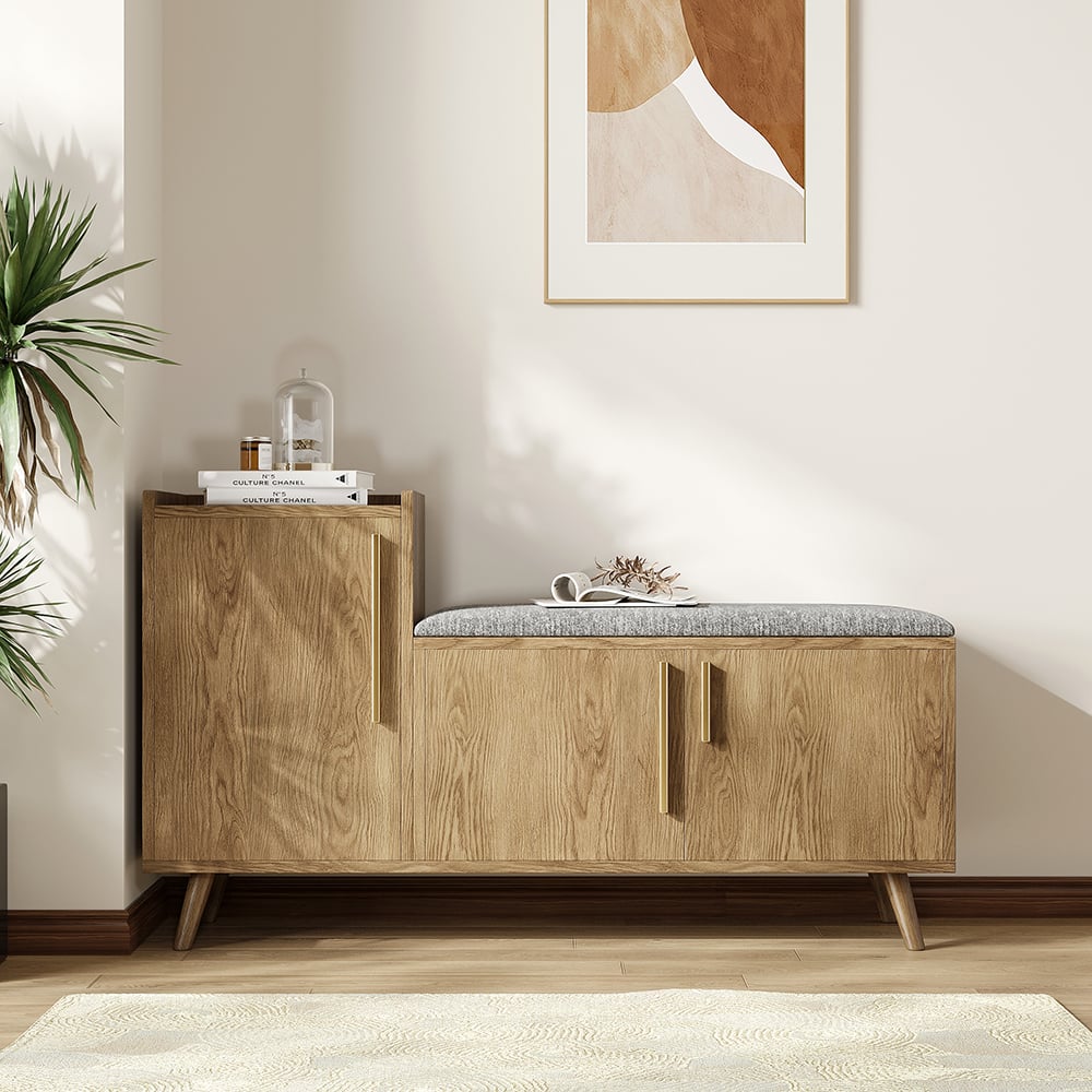 Japandi Wooden Shoe Storage Bench - Japandi
