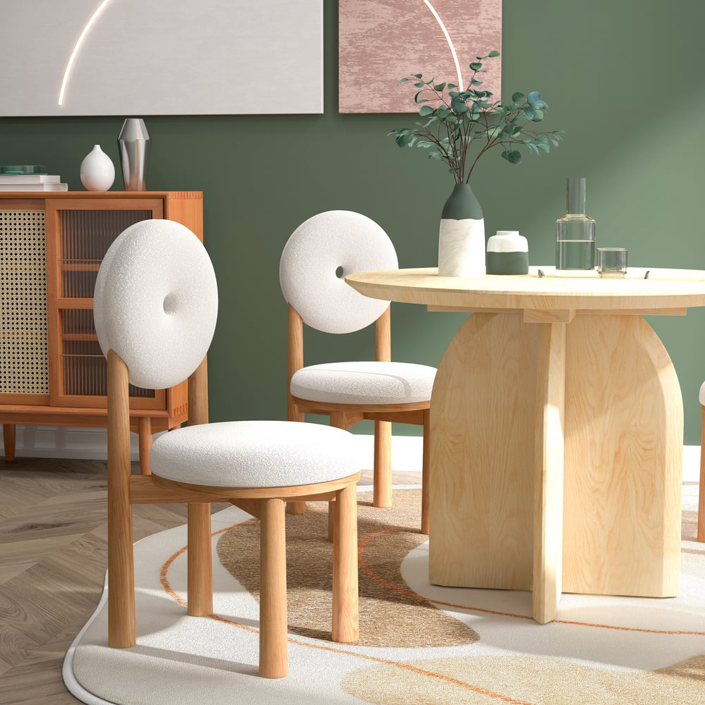 Japandi Wood and Bouclé Chair - Japandi