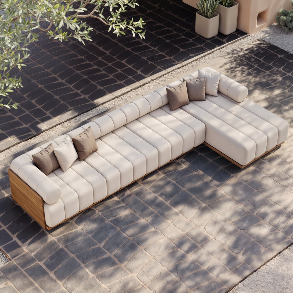 Japandi 4-Piece Modular Teak Outdoor Sofa Set - Japandi