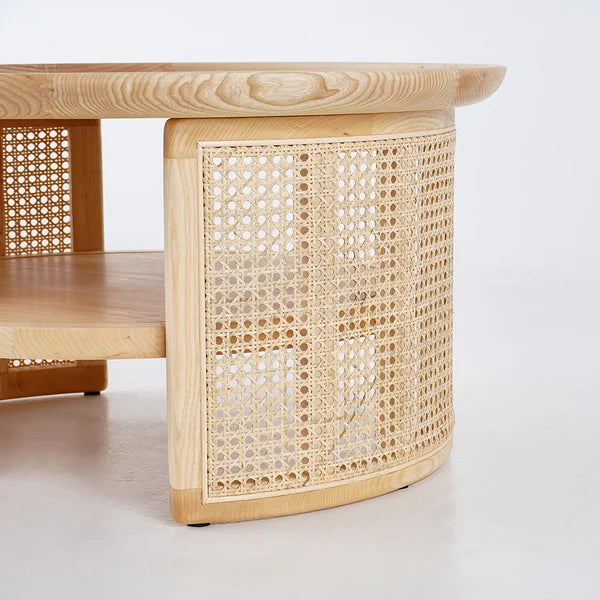 Japandi Round Wood Coffee Table - Japandi