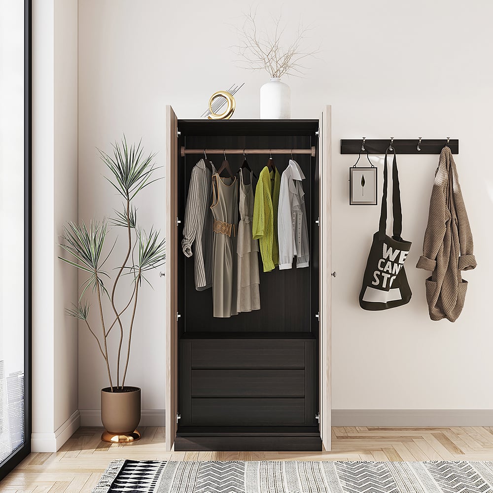 Japandi Washed White Wardrobe Closet - Japandi