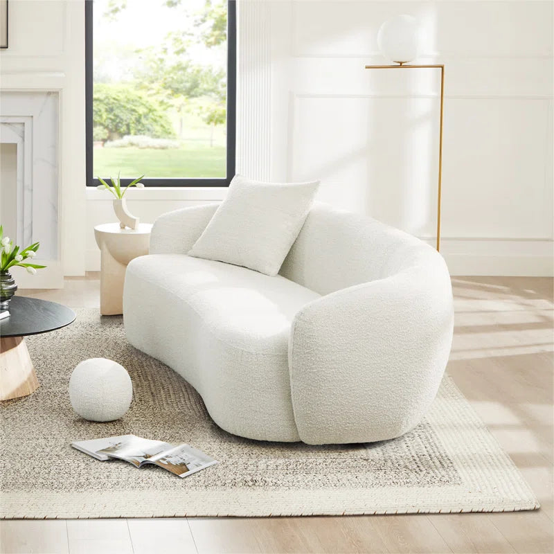 White Japandi Bouclé Sofa - Japandi