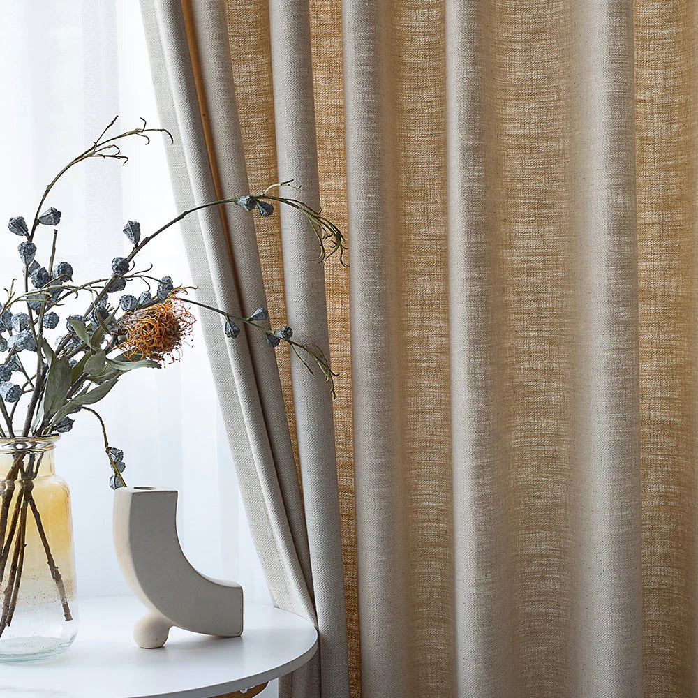Japandi Cotton Blackout Curtains | Pleated - Japandi
