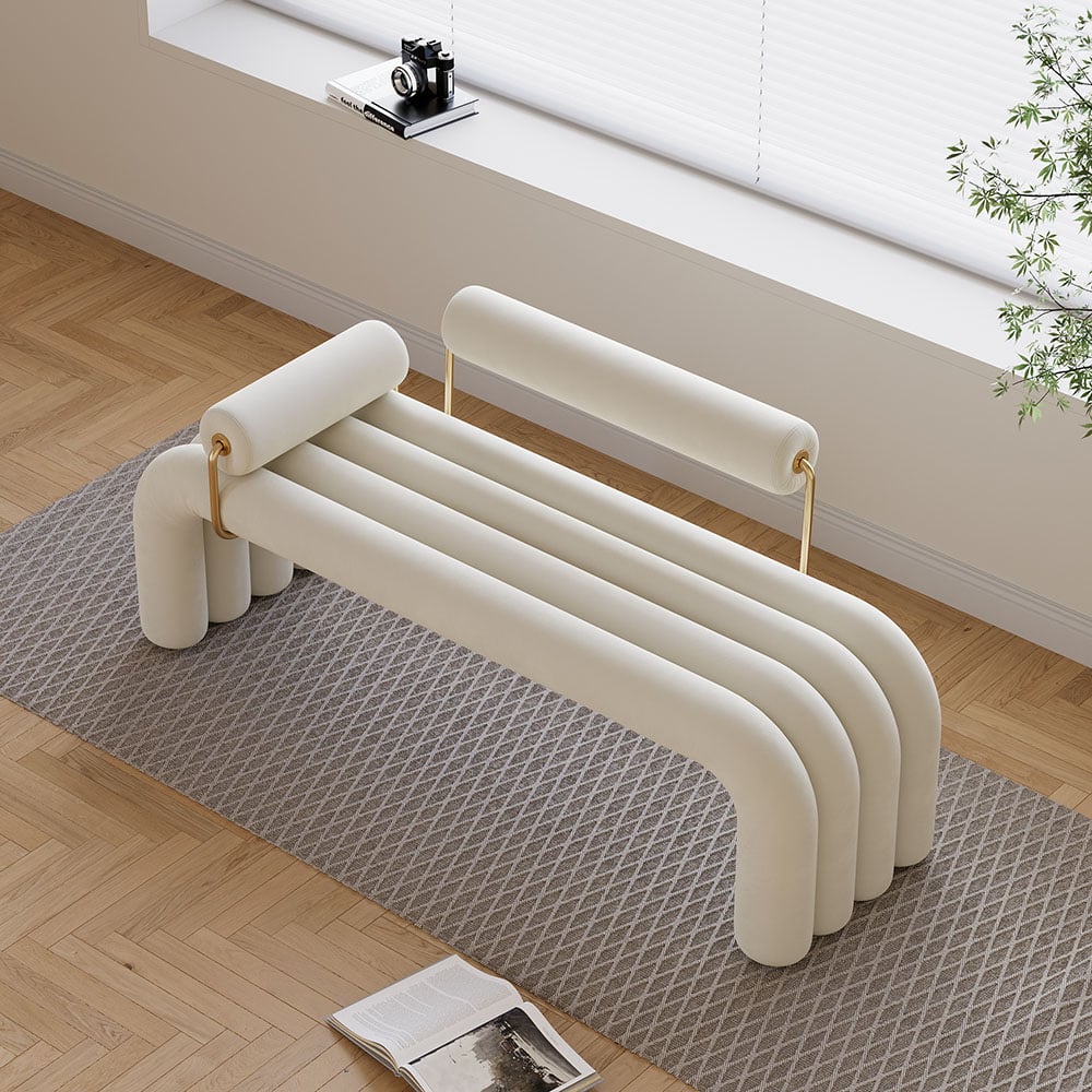 Japandi Modern Velvet Bench - Japandi