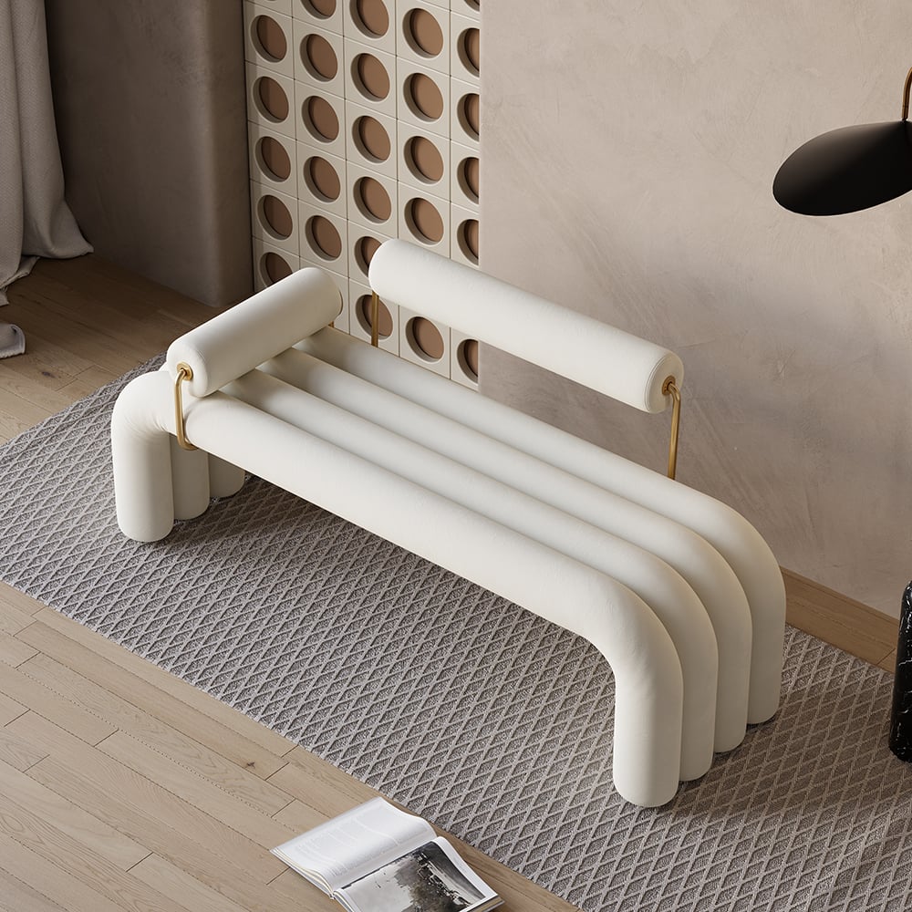 Japandi Modern Velvet Bench - Japandi