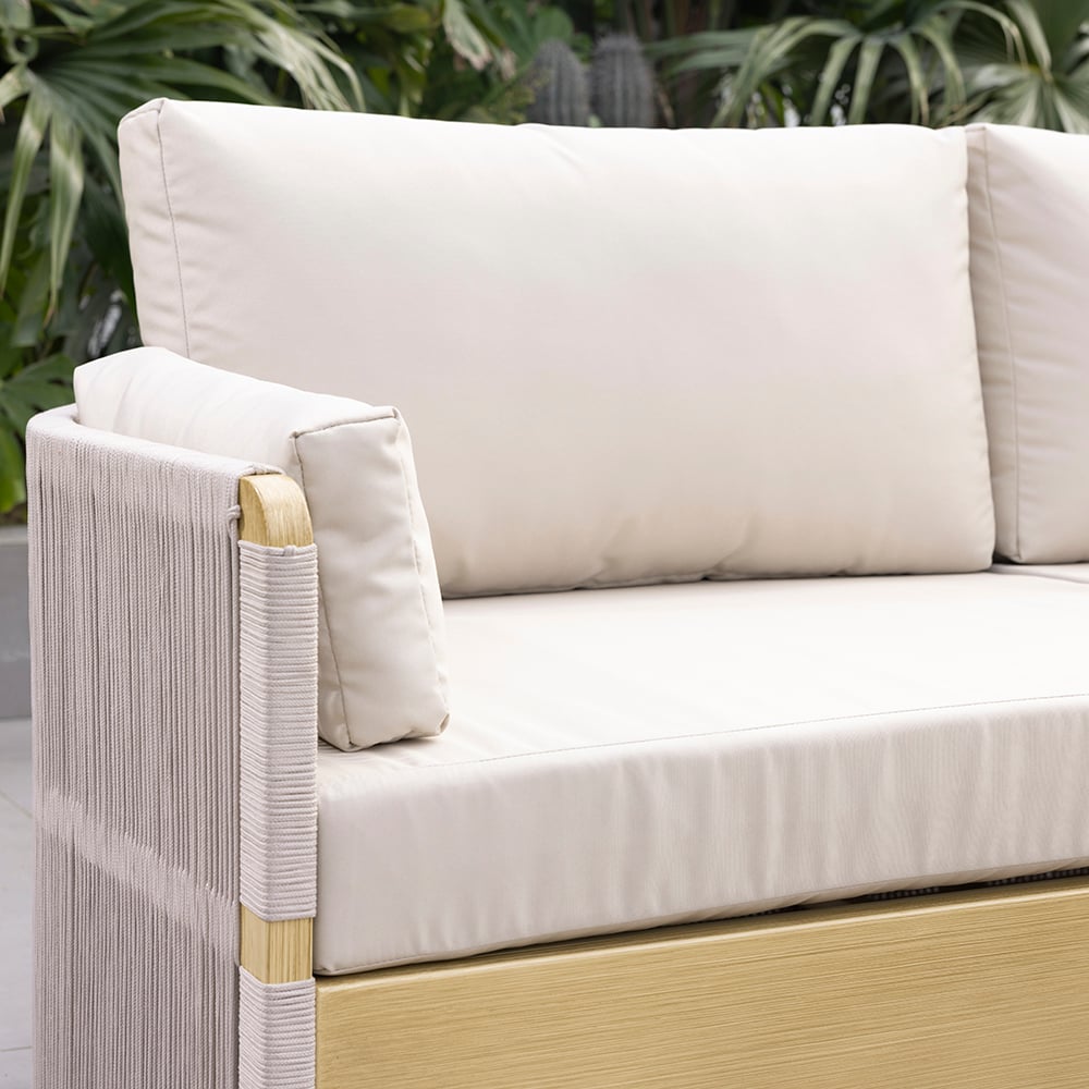 Japandi 4-Piece Rope Woven Aluminum Patio Sofa Set in Khaki - Japandi