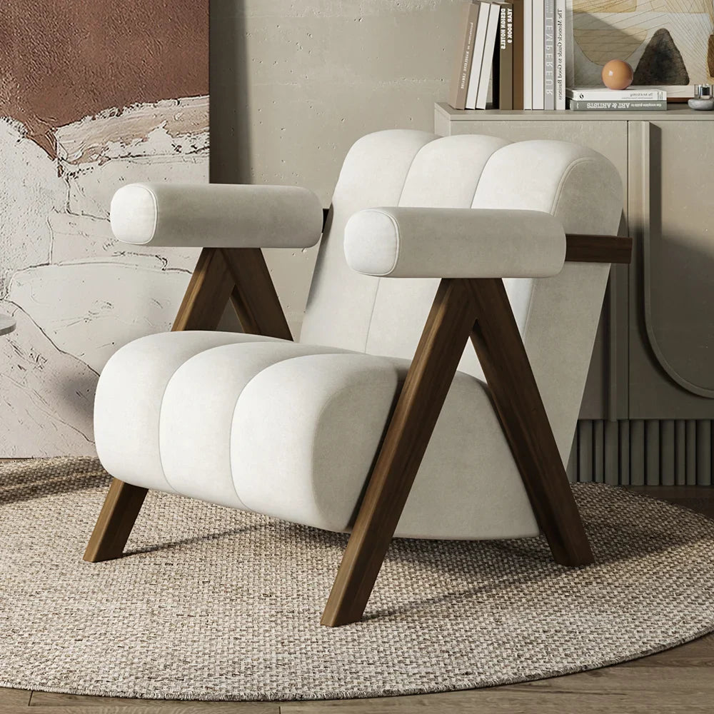 Japandi Beige Accent Chair - Japandi