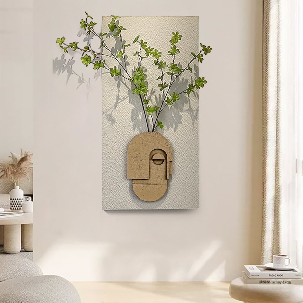 Japandi Handmade Sculpture with Artificial Plants - Japandi