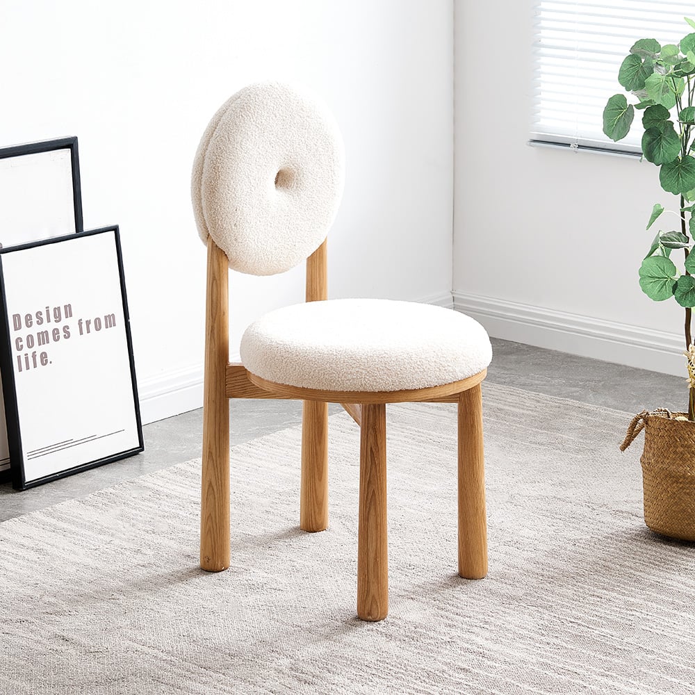 Japandi Wood and Bouclé Chair - Japandi