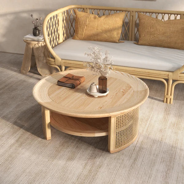 Japandi Round Wood Coffee Table - Japandi