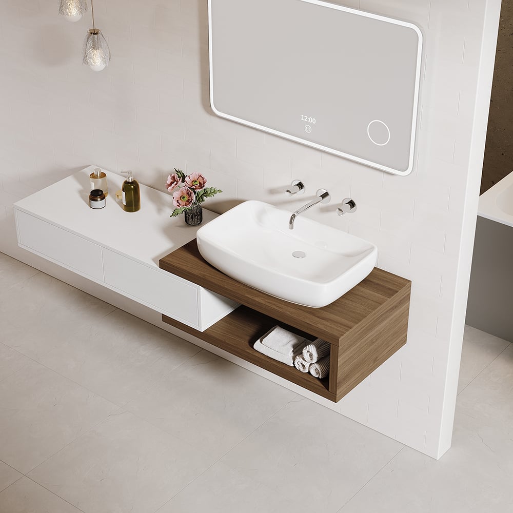 Japandi Extendable Floating Bathroom Vanity Set - Japandi