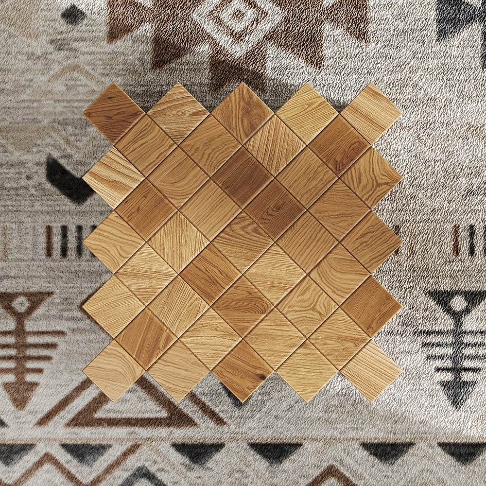 Japandi Geometric Wood Side Table - Japandi