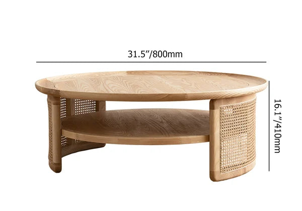 Japandi Round Wood Coffee Table - Japandi