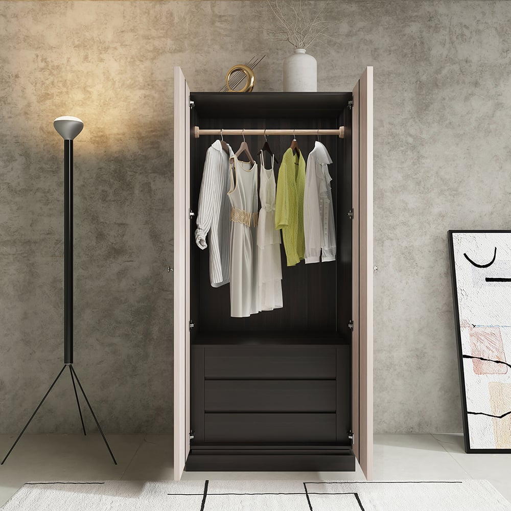 Japandi Washed White Wardrobe Closet - Japandi