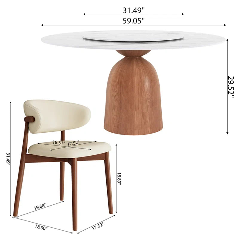 Faux Marble Pedestal Japandi Dining Set – Orren Ellis - Japandi
