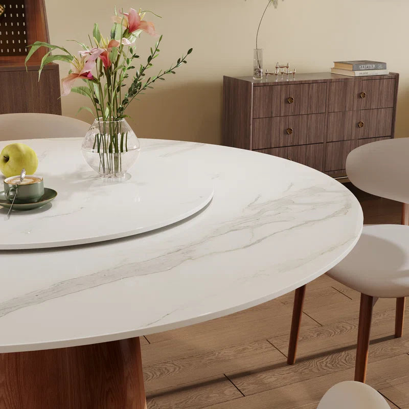 Faux Marble Pedestal Japandi Dining Set – Orren Ellis - Japandi